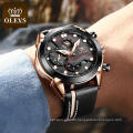 2020 OLEVS 9903 Men Sport WristWatch Military Leather Analog Army Casual Dress Watch For Man Big Dial Digital Quartz Watch